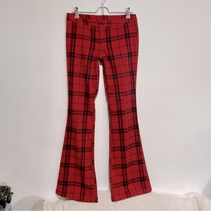 Forever 21 Red Plaid Bell Bottoms